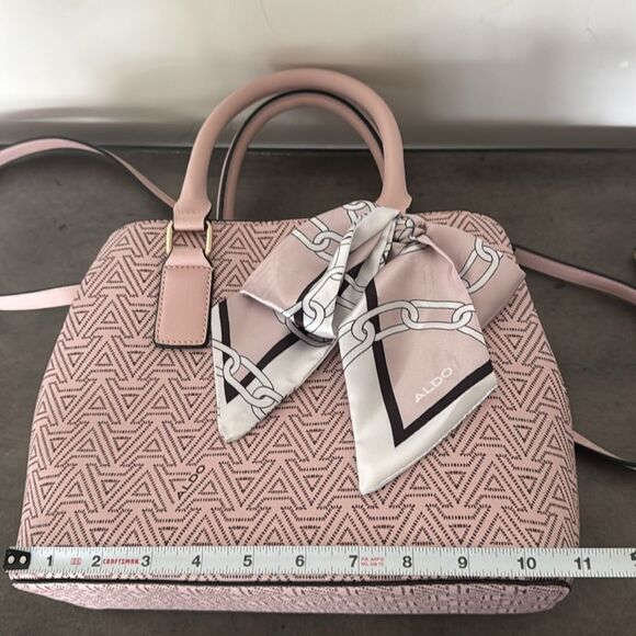 Aldo Pink Vegan Leather Elegant Satchel Handbag Crossbody Purse with Scarf NWOT - Picture 6 of 16